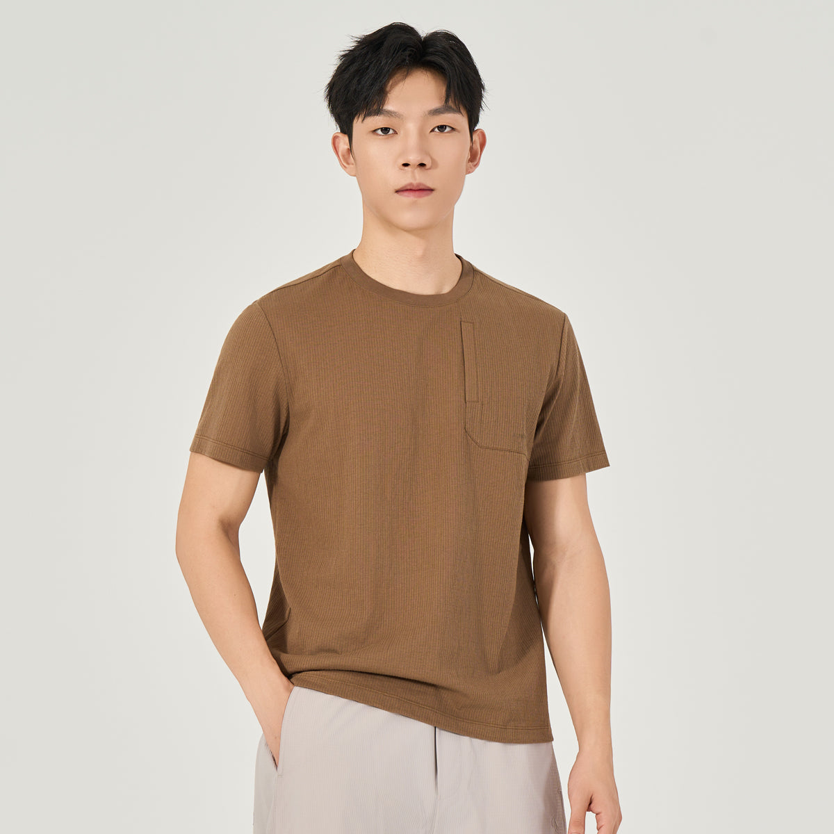 Humtto Men's Ribbed Comfort Pocket T-Shirt