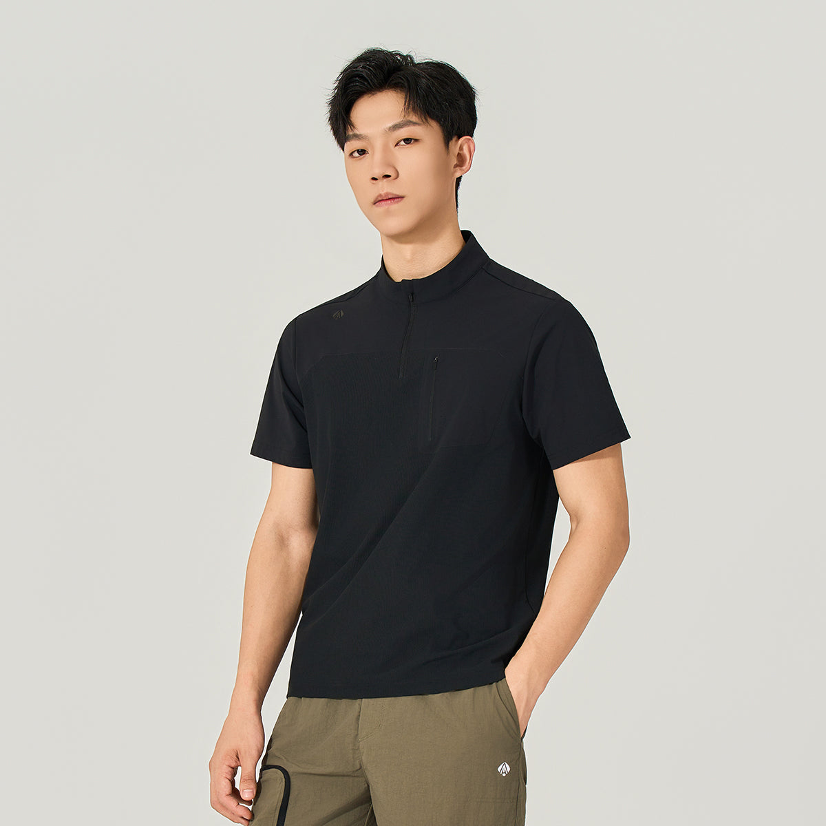 Humtto Men's CoolTouch Zip Neck Outdoor T-Shirt  Colors: