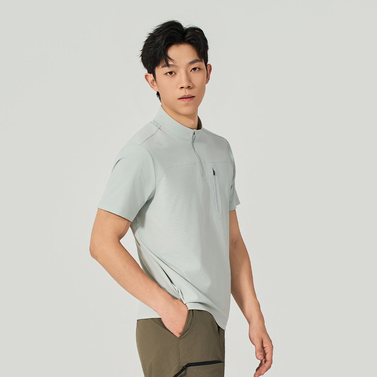 Humtto Men's CoolTouch Zip Neck Outdoor T-Shirt  Colors: