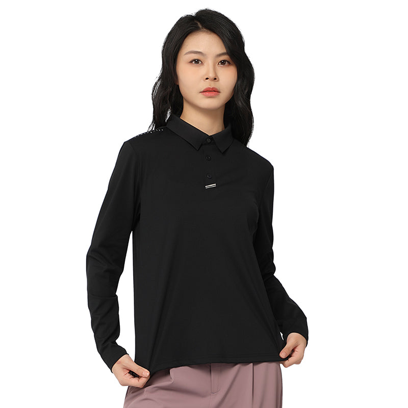 Humtto Women's Classic Long Sleeve Polo Shirt