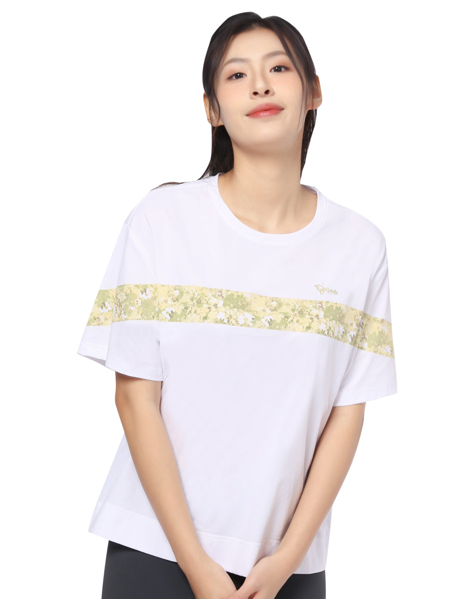 Humtto Women's HygroSoft Floral Stripe T-Shirt